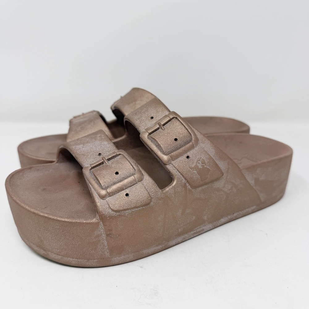Cacatoes Caipirinha Women's Metallic Copper Platform Buckle Sandals Size 7 US
